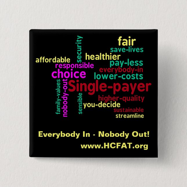 Word Cloud Universal Health Care Pin (Front)
