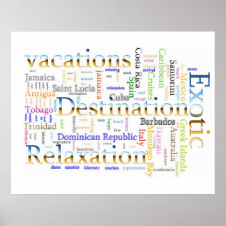 Word cloud  Vacation and Relaxation Text Poster