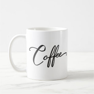 Word Coffee , minimal black calligraphy Mug