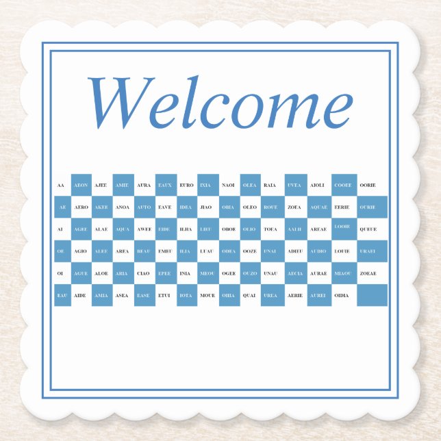 Word Game Cheat Sheet Words With  Vowels Paper Coaster (Front)