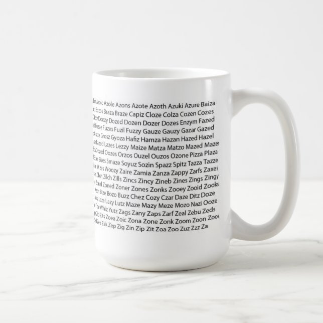 Word Game Mug - Z Word List NEW DESIGN (Right)