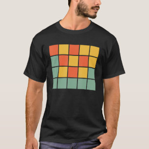 Word Games Retro Orange Blue Yellow Squares For Ha T-Shirt