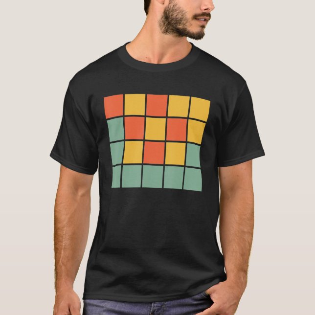 Word Games Retro Orange Blue Yellow Squares For Ha T-Shirt (Front)