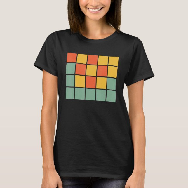 Word Games Retro Orange Blue Yellow Squares For Ha T-Shirt (Front)