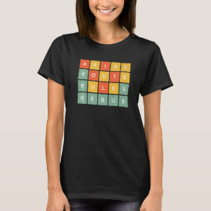 Word Games Retro Orange Blue Yellow Squares For Ha T-Shirt