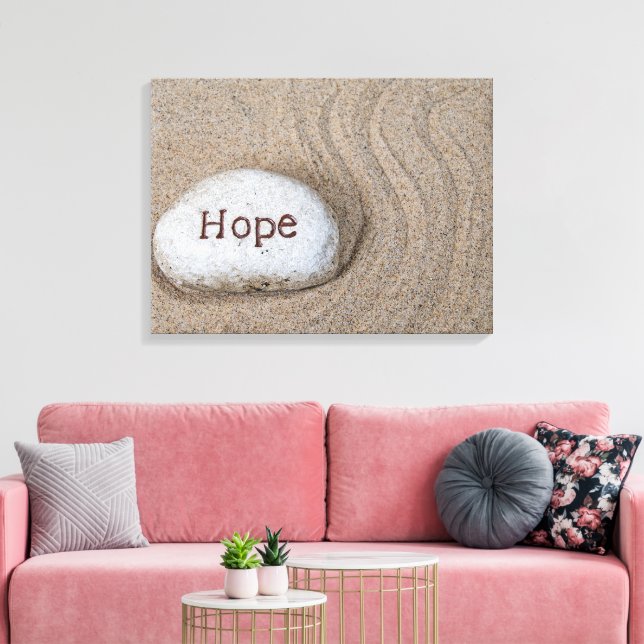 word Hope on beach rock Canvas Print (Insitu(LivingRoom))