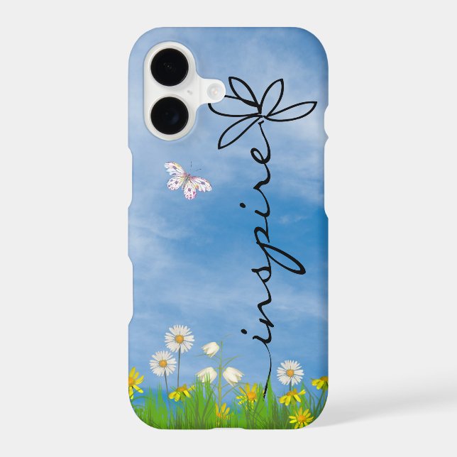 Word Inspire in Grass with Flowers (Back)