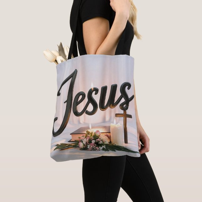 Word Jésus sacs fourre-tout chrétien (De près)