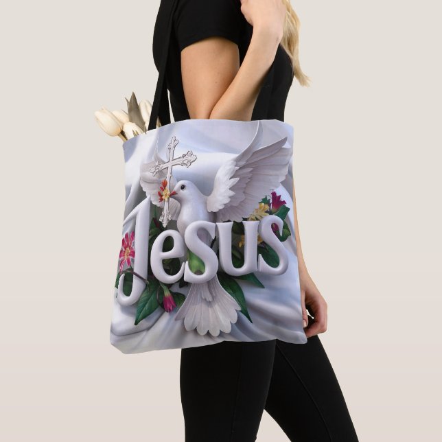 Word Jesus tote bags christian (Close Up)