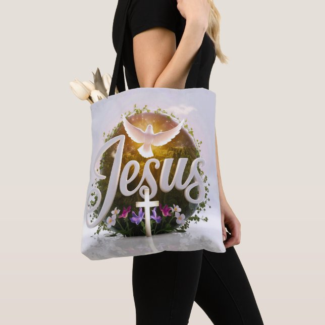 Word Jesus tote bags christian (Close Up)