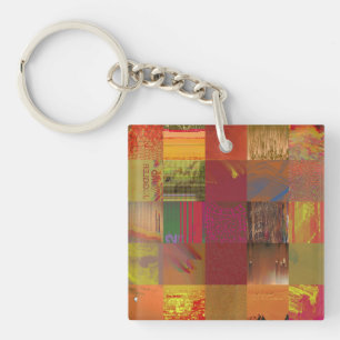 Word Juggler Glitch Art Data Corruption Abstract Keychain