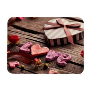 Word Love with Heart Shaped Valentine's Day Gift Magnet