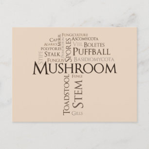 Word Mushroom Postcard (Brown Text)