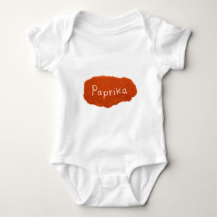 Word paprika written in paprika powder baby bodysuit
