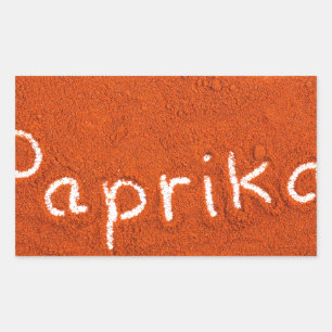 Word paprika written in paprika powder sticker