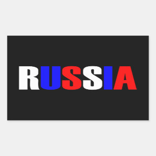 Word RUSSIA in tricolor colour flag of the country Sticker