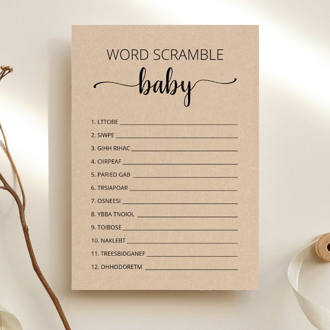 Word Scramble Baby Jeu Baby shower partie Carte (Créateur téléchargé)