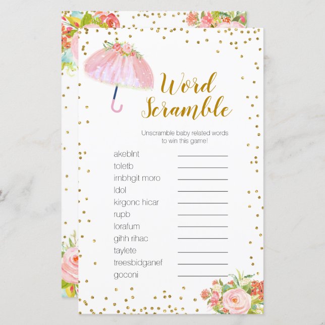 Word Scramble Game April Showers Bring May Flowers (Front/Back)