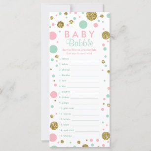 Word Scramble Game, Baby Shower Game, Faux Glitter