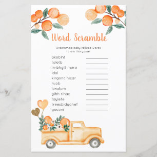 Word Scramble Game Citrus orange Vintage Truck