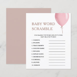 Word Scramble   Pink Balloon Baby Shower Game