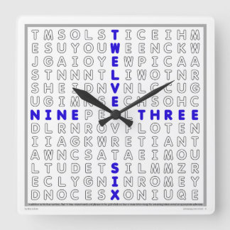 Word Search Clock with downloadable puzzle (blue)