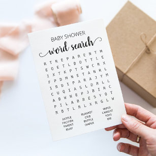Word search Game Baby Shower party Card