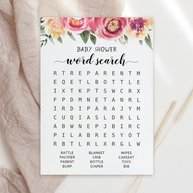 Word search Game Baby Shower party Card (Creator Uploaded)