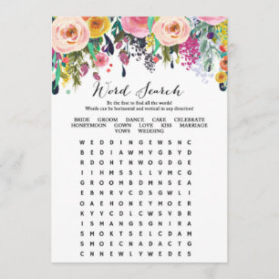 Word Search Garden Bridal Shower Game 5x7 Invitation