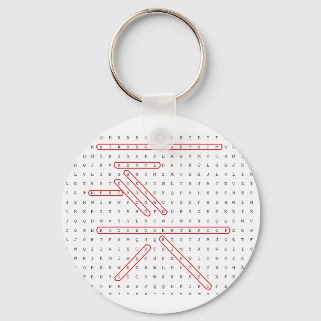 Word Search Geek Keychain (Front)