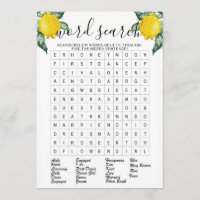 Word search gold lemons bridal shower game