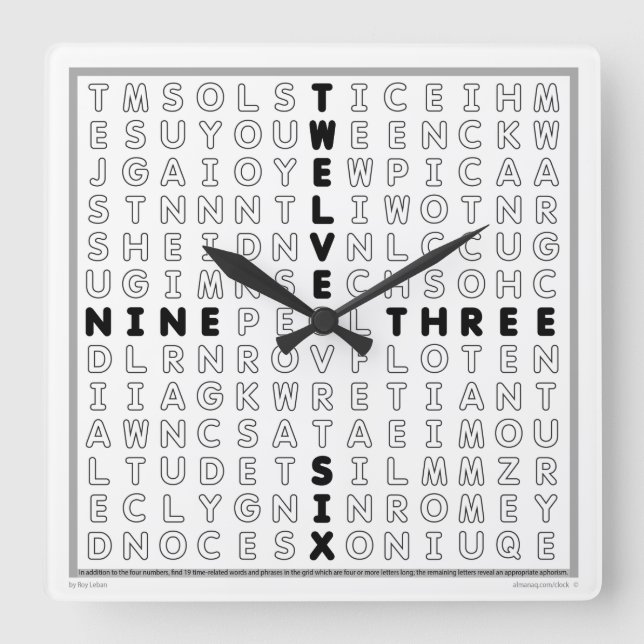 Word Search Horloge avec puzzle téléchargeable (no (Recto)