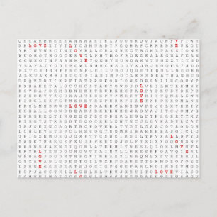Word Search Puzzle LOVE Graphic Postcard