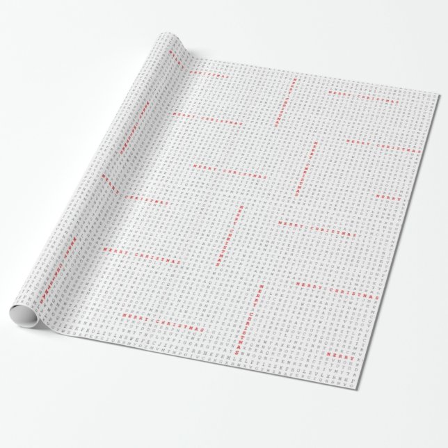 Word Search Puzzle Merry Christmas Wrapping Paper (Unrolled)