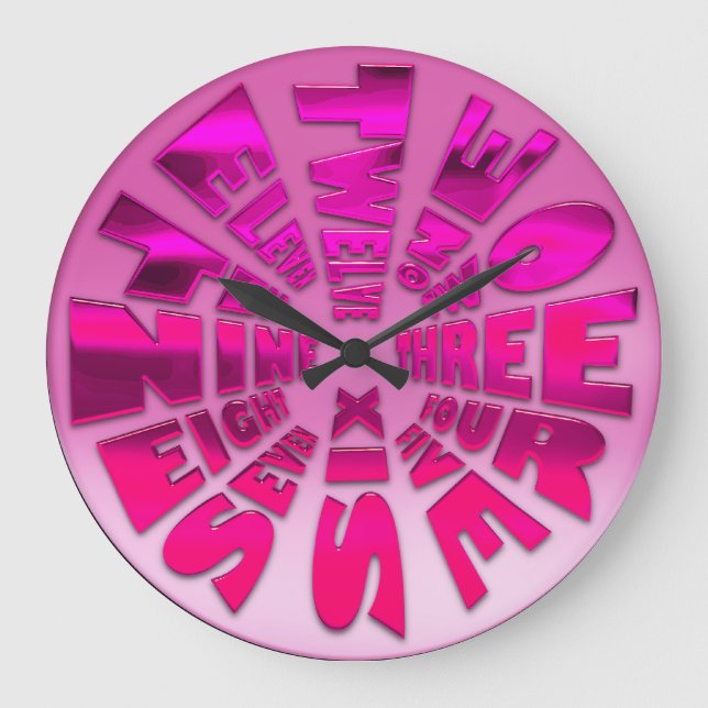 Word Time Clock Hot Pink (Front)