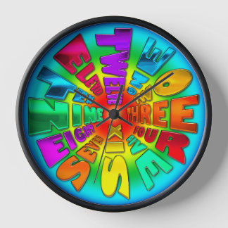 Word Time Clock Rainbow
