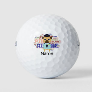 Wordcloud Airplane Pilot Art Golf Balls