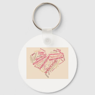 wordcloud welcome heart keychain