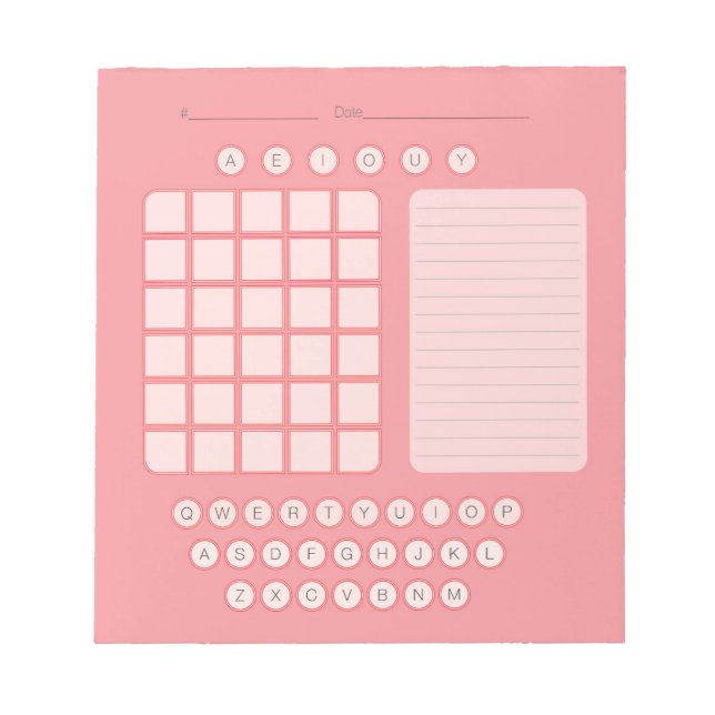 Wordle Scratch Pad Notepad - Pink (Front)
