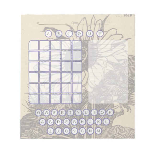 Wordle Scratch Pad Notepad - Sunflower (Front)
