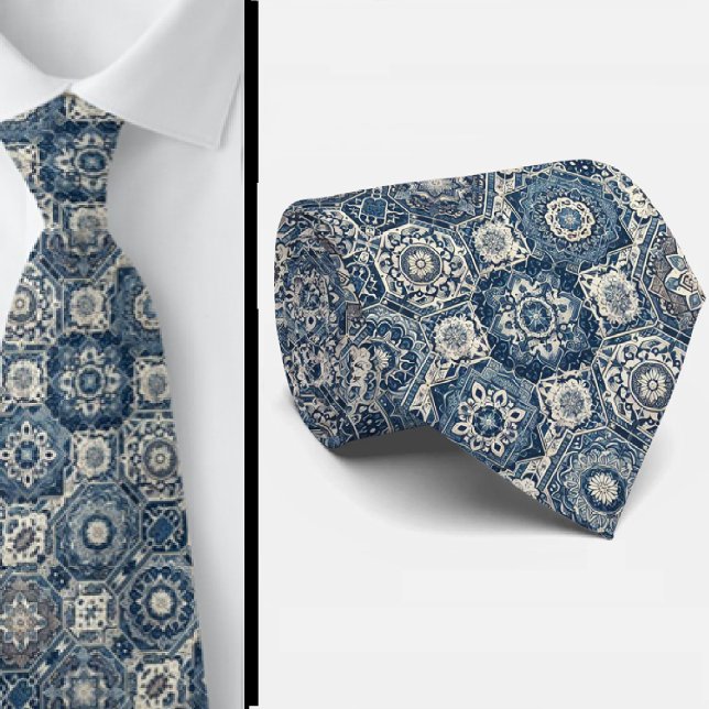 Wordly Luxury Businessman | Blue Morrocan Tile Tie (Creator Uploaded)