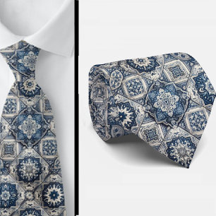 Wordly Luxury Businessman   Blue Morrocan Tile Tie