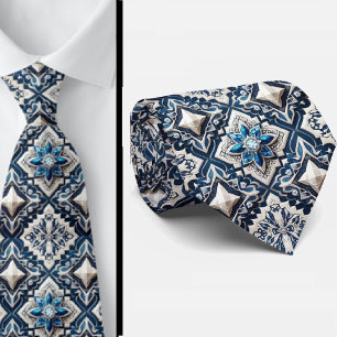 Wordly Luxury Businessman   Blue Morrocan Tile Tie
