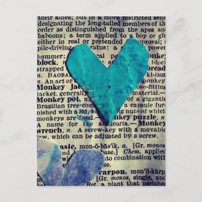 Words and Hearts Abstract Collage Postcard (Front)