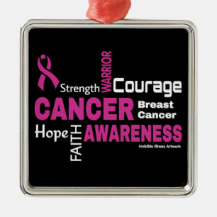 Words...Breast Cancer Metal Ornament