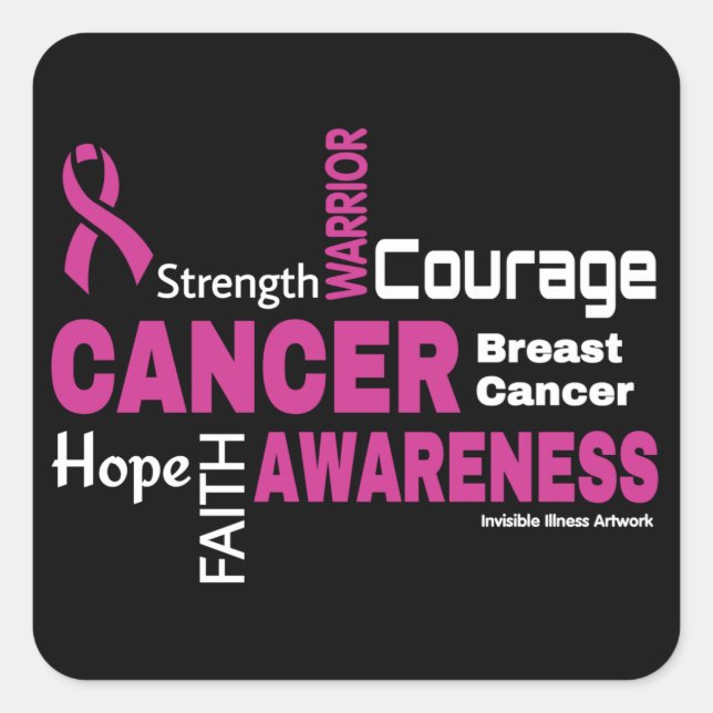 Words...Breast Cancer Square Sticker (Front)