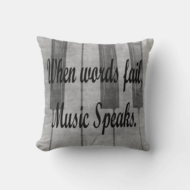 words fail piano music design throw pillow (Front)