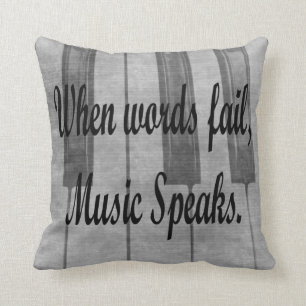 words fail piano music design throw pillow