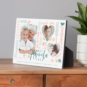 Words for Best Abuela Ever Grandkids Photo Collage Plaque
