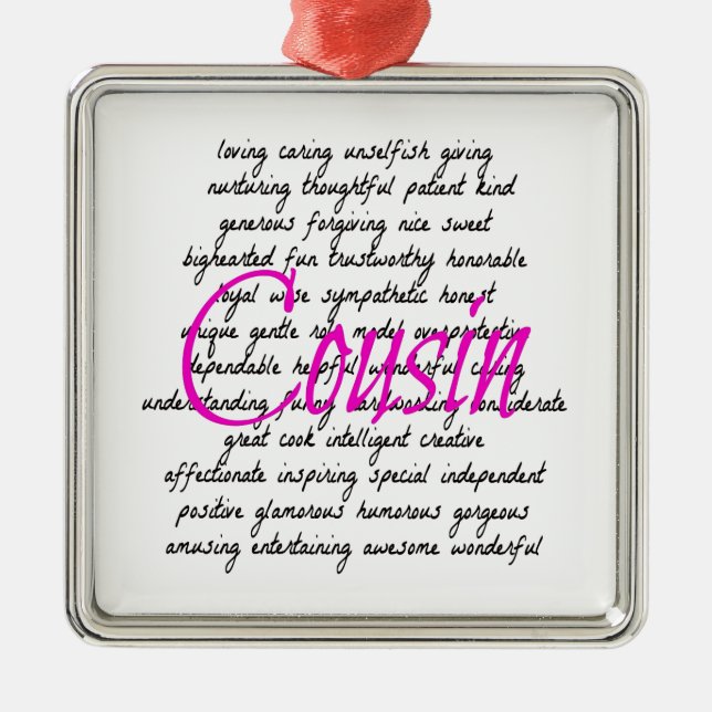 Words for Cousin Metal Ornament (Front)